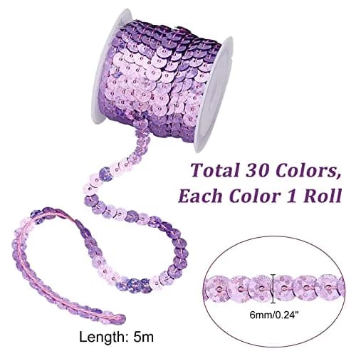 PH PandaHall 30 Color Flat Sequin Strip 6mm (0.24 inch) | 150 Yards Total Craft Embellishment Ribbon thumbnail 4