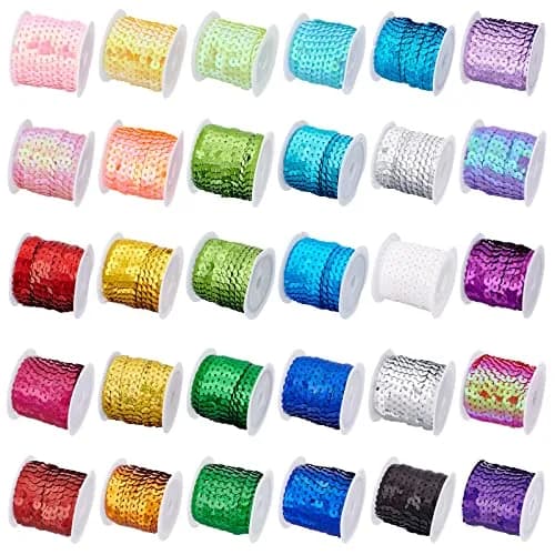 PH PandaHall 30 Color Flat Sequin Strip 6mm (0.24 inch) | 150 Yards Total Craft Embellishment Ribbon thumbnail 1