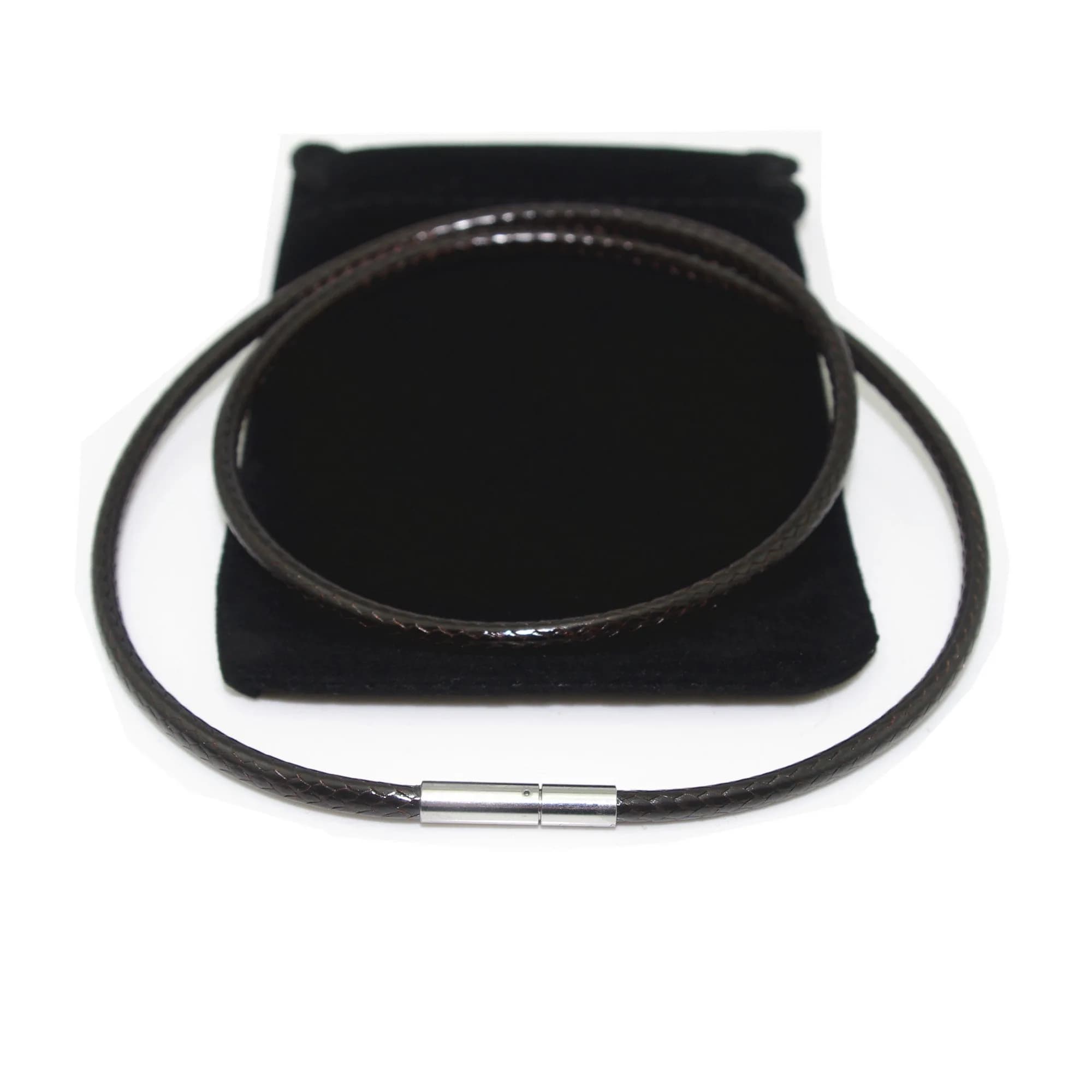 Glory Qin 3mm Dark Brown Leather Cord Chain Necklace 16-28 Inch | Stylish Jewelry for Men & Women - main product image