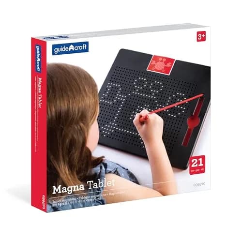 Guidecraft Magna Tablet with 10 Double-sided Design Cards | Magnetic Drawing Board for Kids, S.T.E.M Learning & Educational Toy (12"L x 10"W) thumbnail 9