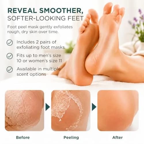 DERMORA Foot Peel Mask, Exfoliating Foot Peeling Mask, 2 Pairs, Original | Gentle Dead Skin Removal for Dry Feet thumbnail 5