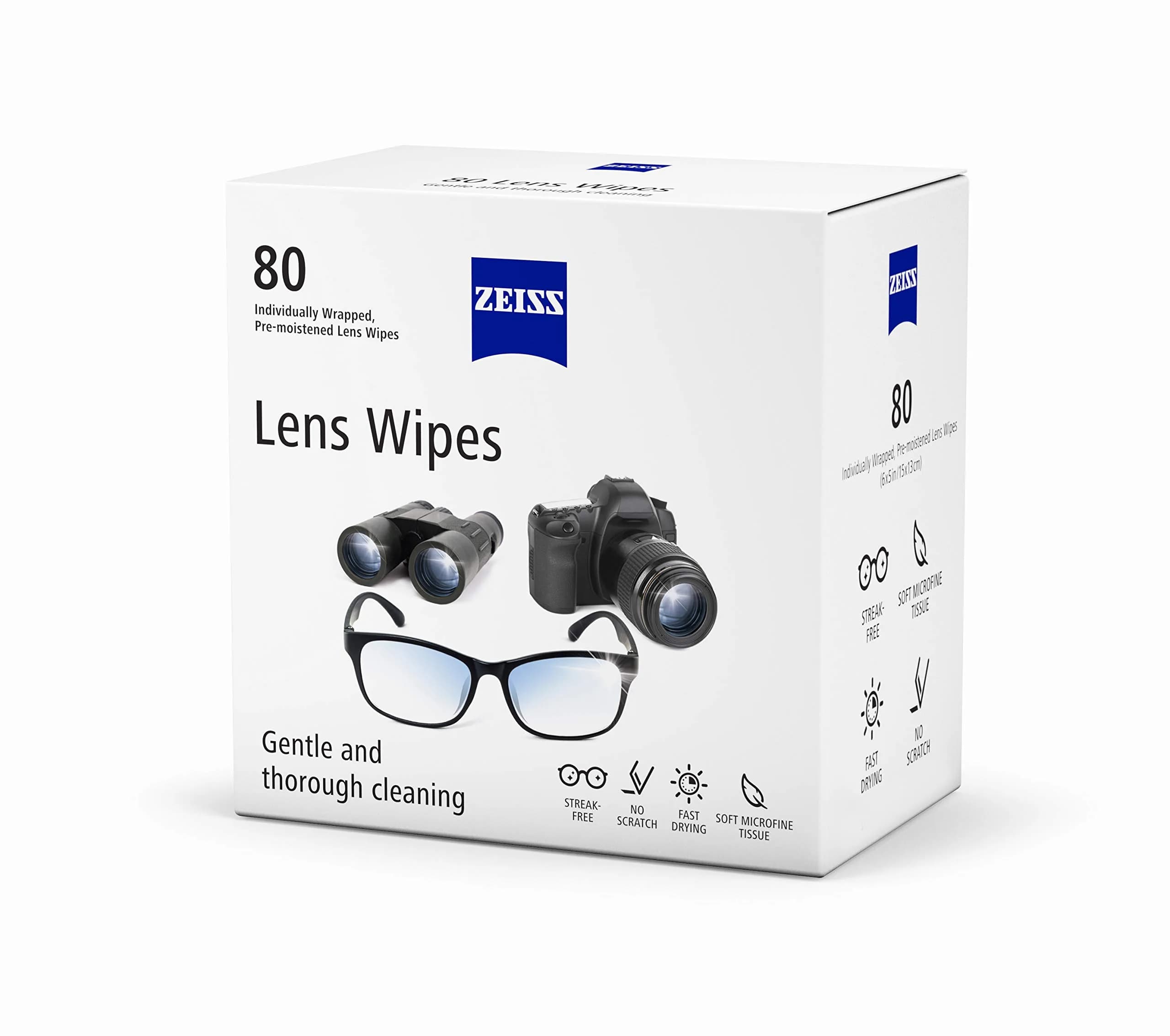 ZEISS Pre-Moistened Lens Cleaning Wipes, 80 Count | Gentle & Safe for All Optics - view 2