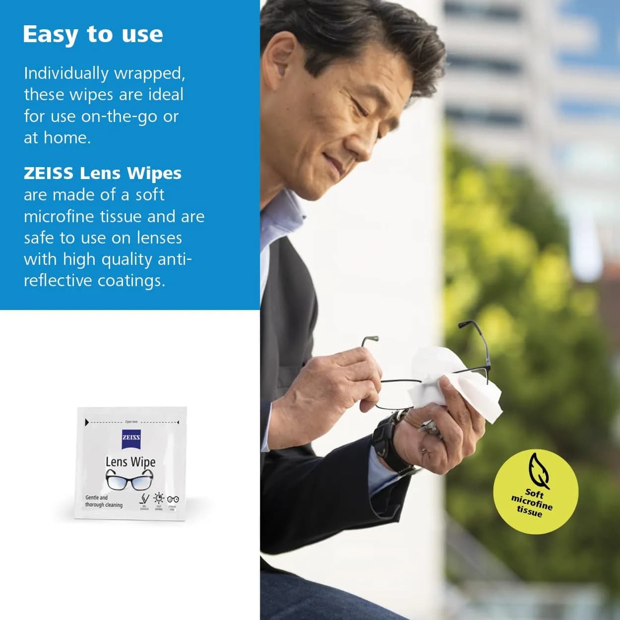 ZEISS Pre-Moistened Lens Cleaning Wipes, 80 Count | Gentle & Safe for All Optics - view 6