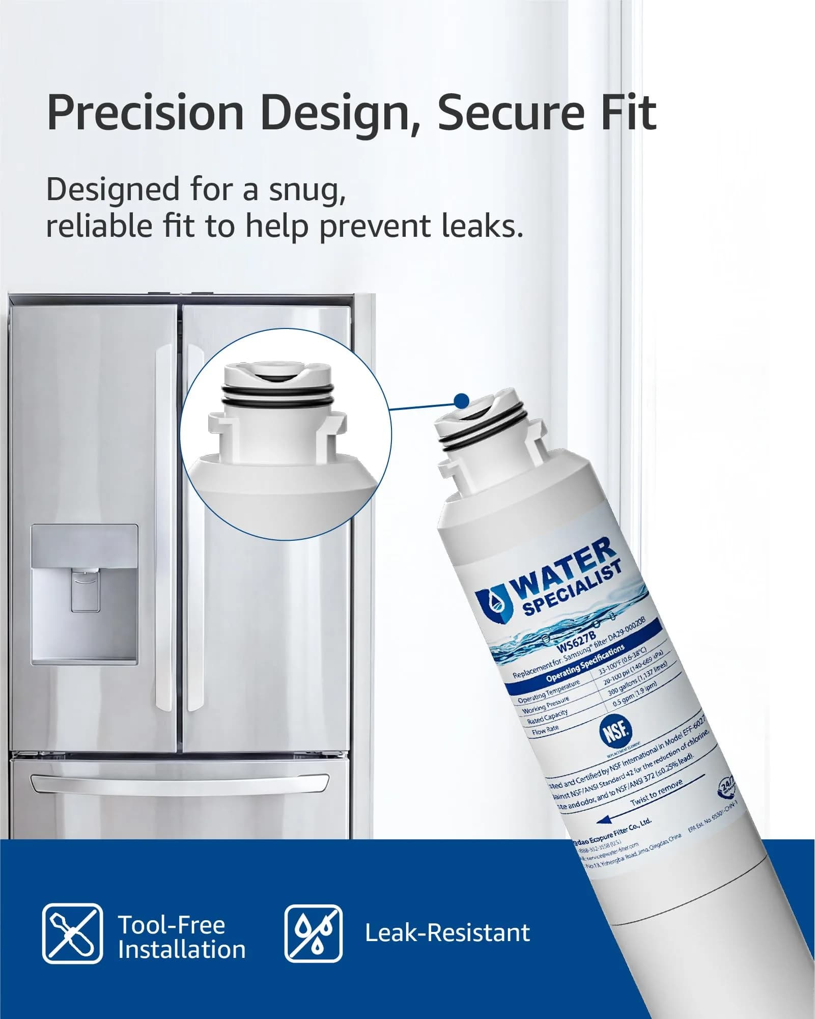 Waterspecialist Refrigerator Water Filter 2-Pack | NSF 42/372 Certified for Samsung DA29-00020B - view 8