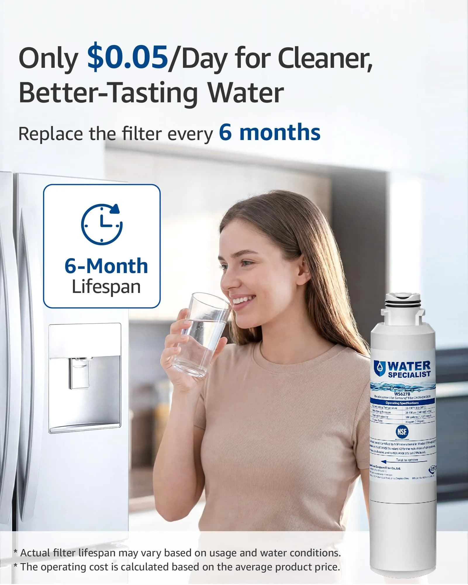 Waterspecialist Refrigerator Water Filter 2-Pack | NSF 42/372 Certified for Samsung DA29-00020B - view 9