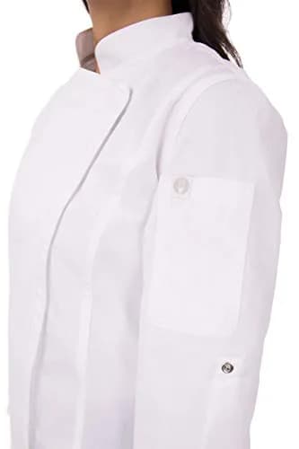 Chef Works Women's Hartford Chef Coat, White, Medium | Feminine Fit & Lightweight Poly Cotton Twill thumbnail 4