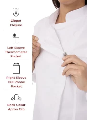 Chef Works Women's Hartford Chef Coat, White, Medium | Feminine Fit & Lightweight Poly Cotton Twill thumbnail 3