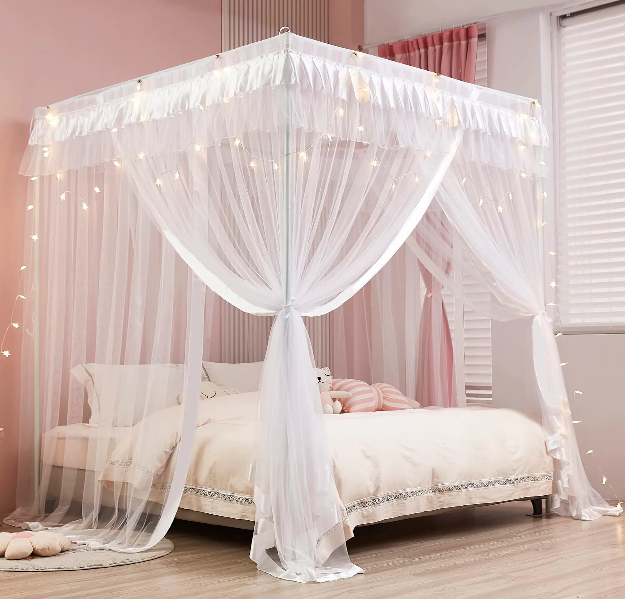 Mengersi Bed Canopy for Queen Size | Princess Bedroom Decoration & Mosquito Net (84x78x78 inches)