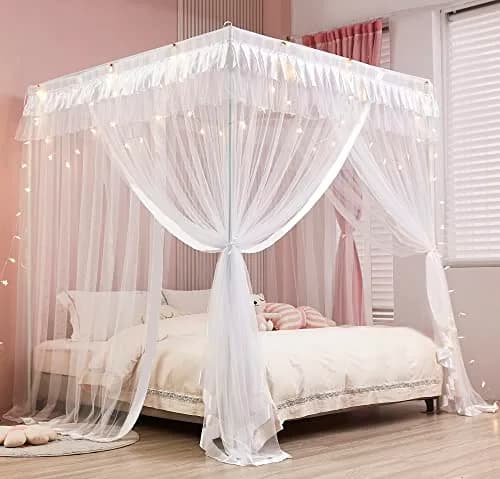 Mengersi Bed Canopy for Queen Size | Princess Bedroom Decoration & Mosquito Net (84x78x78 inches) thumbnail 1