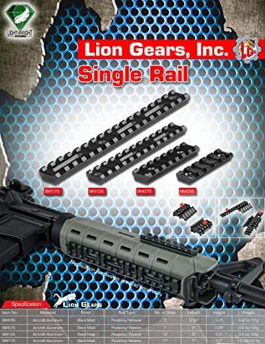 Lion Gears BridgeMount Rail Tactical Picatinny Rail 7" | Durable Aluminum, Universal Fit, Black thumbnail 2