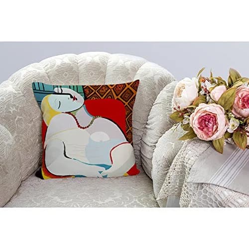 HGOD DESIGNS Picasso Le Reve The Dream Throw Pillow Cover 18 x 18 inch | Artistic Home Decor thumbnail 2