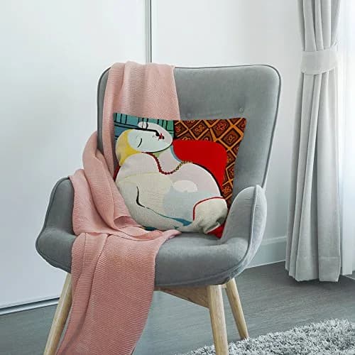 HGOD DESIGNS Picasso Le Reve The Dream Throw Pillow Cover 18 x 18 inch | Artistic Home Decor thumbnail 3