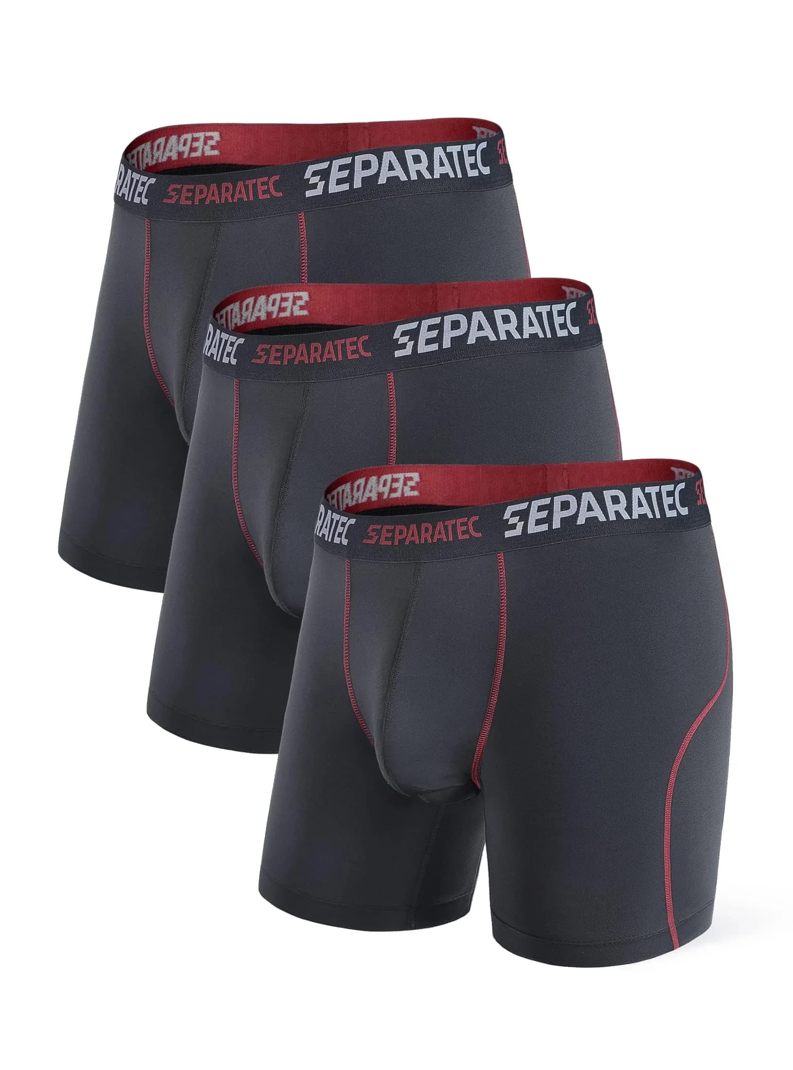 Separatec Anti Chafing Underwear Men Dual Pouch Boxer Briefs Multi-pack | Supportive, Moisture-Wicking & Comfortable (70-120 chars) — A1 - Black / Large