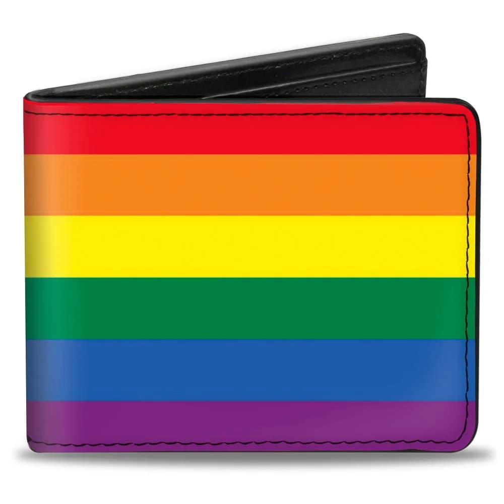 Buckle-Down Men's Flag Pride Rainbow Bi Fold Wallet, Multicolor, 10.16 cm x 8.89 cm (4.0 x 3.5 inches) - main product image
