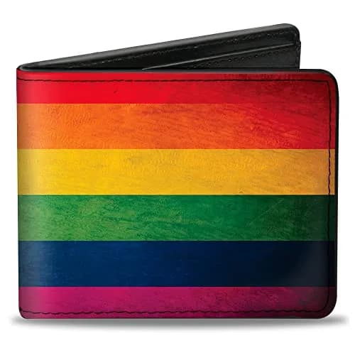 Buckle-Down Flag Pride Distressed Rainbow Bifold Wallet Multicolor 10.16cm (4.0in) x 8.89cm (3.5in) | Officially Licensed Vegan Leather thumbnail 1