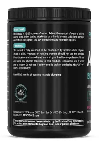 PEScience Amino IV BCAA & EAA Powder, Raspberry Grape | Complete Amino Acid & Electrolyte Support for Muscle Recovery thumbnail 9