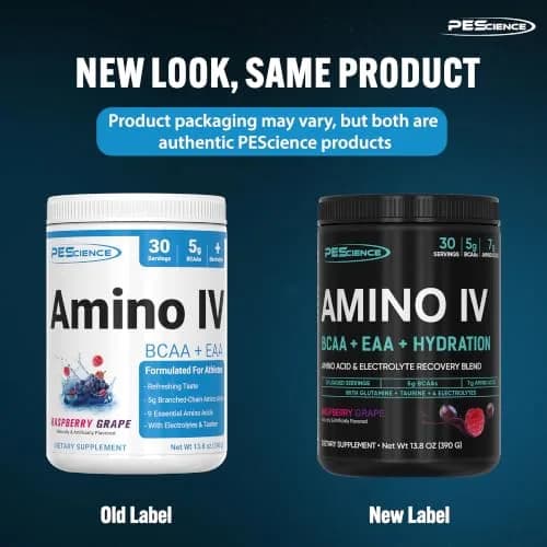 PEScience Amino IV BCAA & EAA Powder, Raspberry Grape | Complete Amino Acid & Electrolyte Support for Muscle Recovery thumbnail 2