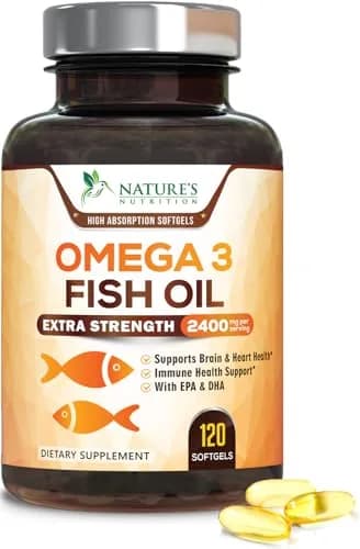 Nature's Nutrition Omega 3 Fish Oil 2400mg | Triple Strength Daily Supplement with EPA & DHA (120 Softgels) thumbnail 1