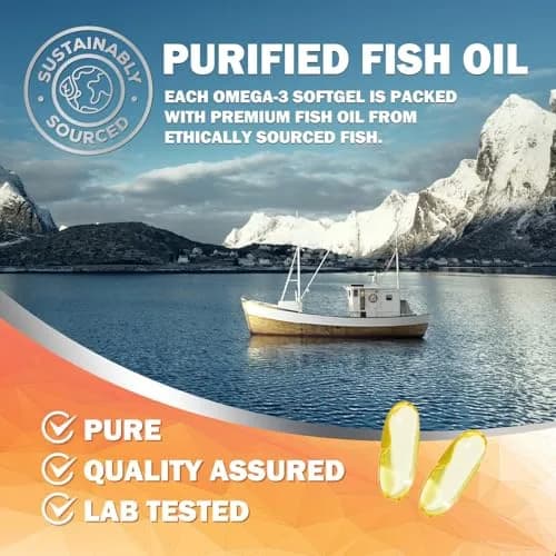 Nature's Nutrition Omega 3 Fish Oil 2400mg | Triple Strength Daily Supplement with EPA & DHA (120 Softgels) thumbnail 7