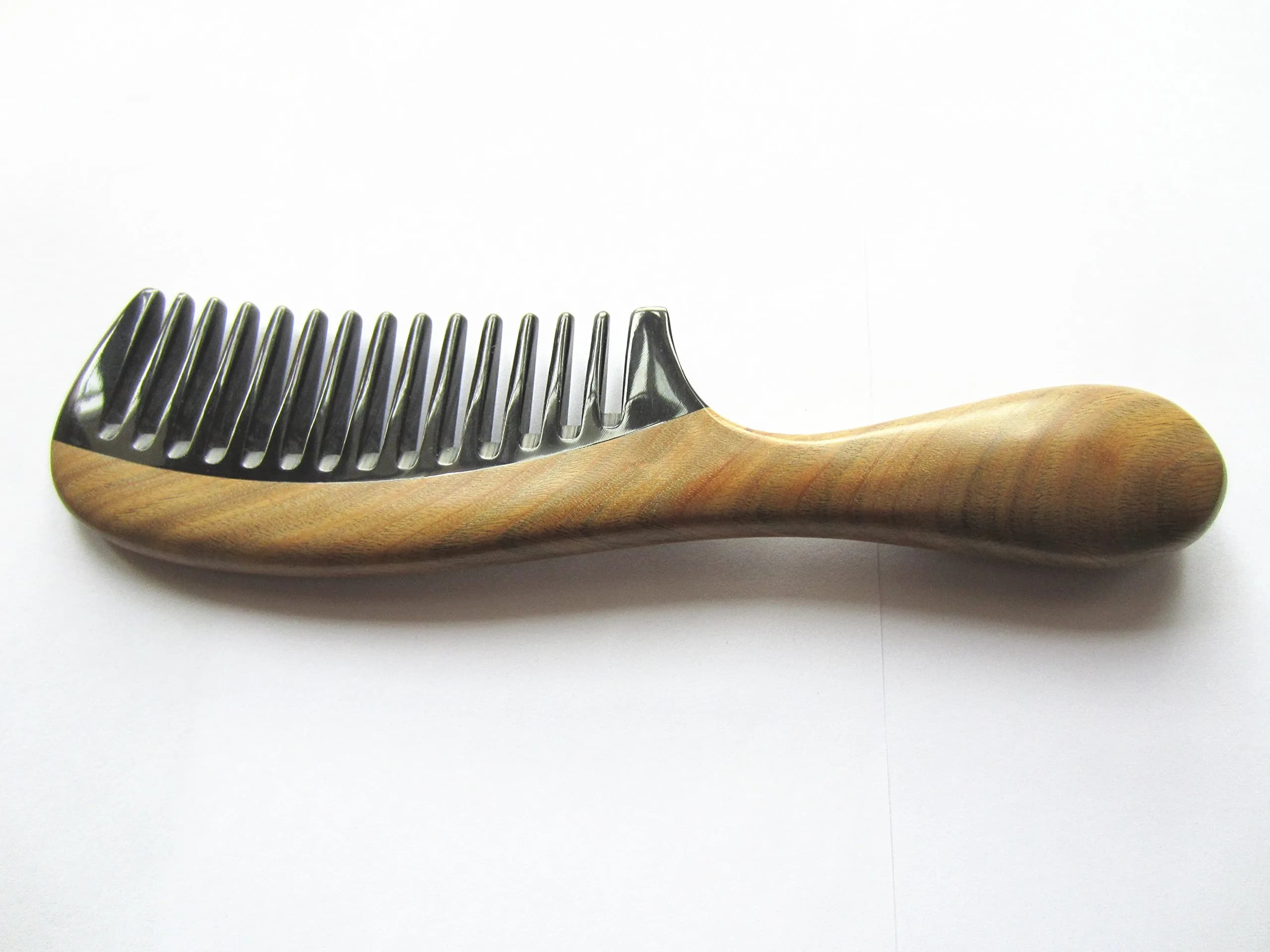 Myhsmooth Wide Tooth Handmade No Static Buffalo Horn Comb with Green Sandalwood Handle | Traditional Craft for Hair Care (70-120 chars) thumbnail 8