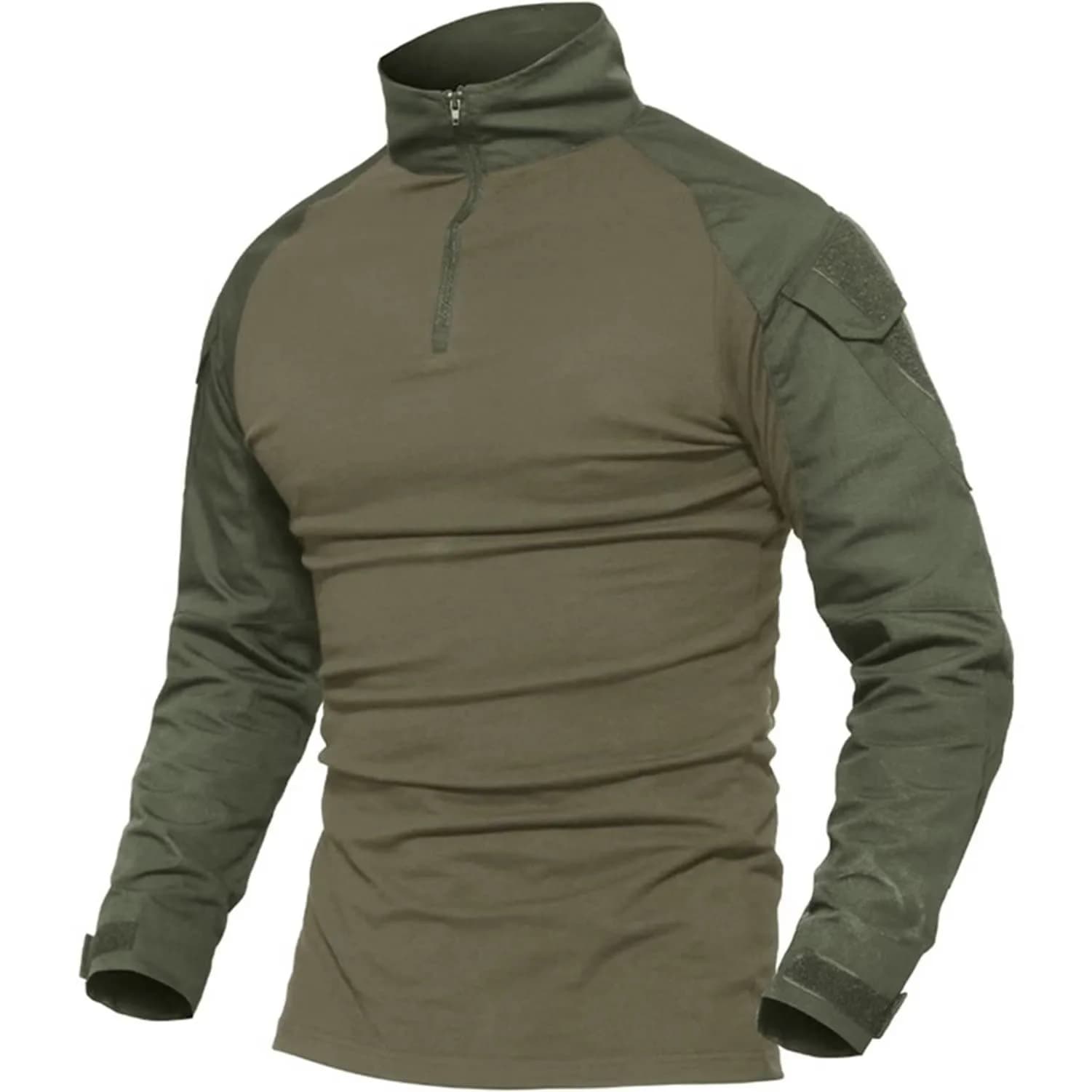 MAGCOMSEN Men's Tactical Military Shirts 1/4 Zip Long Sleeve | Breathable & Durable Army Green