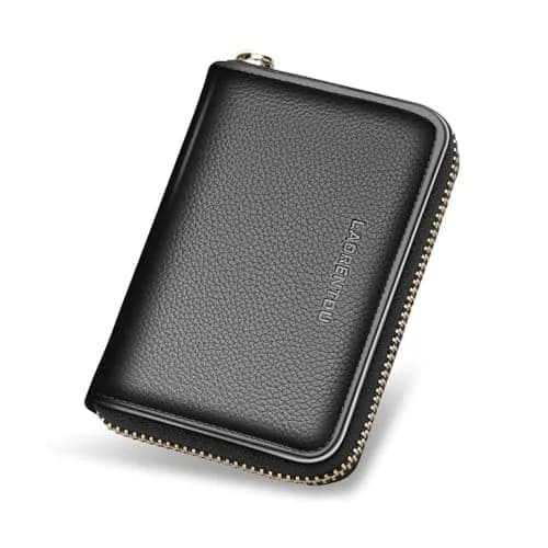 LAORENTOU Men Wallet Genuine Leather Card Holder for Men | Slim, Full-Grain Cowhide, RFID-Blocking (Black) thumbnail 1