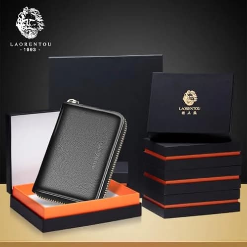 LAORENTOU Men Wallet Genuine Leather Card Holder for Men | Slim, Full-Grain Cowhide, RFID-Blocking (Black) thumbnail 5