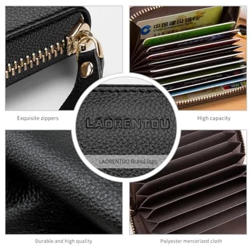 LAORENTOU Men Wallet Genuine Leather Card Holder for Men | Slim, Full-Grain Cowhide, RFID-Blocking (Black) thumbnail 6