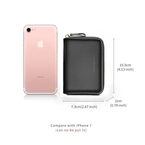 LAORENTOU Men Wallet Genuine Leather Card Holder for Men | Slim, Full-Grain Cowhide, RFID-Blocking (Black) thumbnail 3