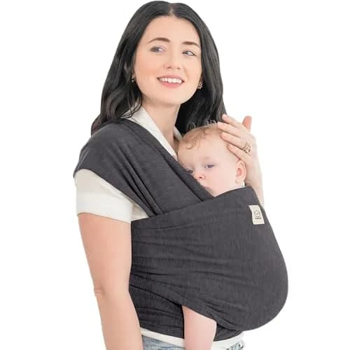 KeaBabies Original Baby Wrap Carrier Pink Daisies | Ergonomic, IHDI Certified, Breathable Fabric — Mystic Gray / One Size