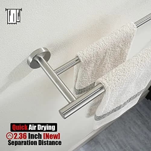 JQK Double Towel Bar 30cm (12 Inch Usable) Brushed Stainless Steel | Rust-Proof Wall Mount for Bathrooms thumbnail 6