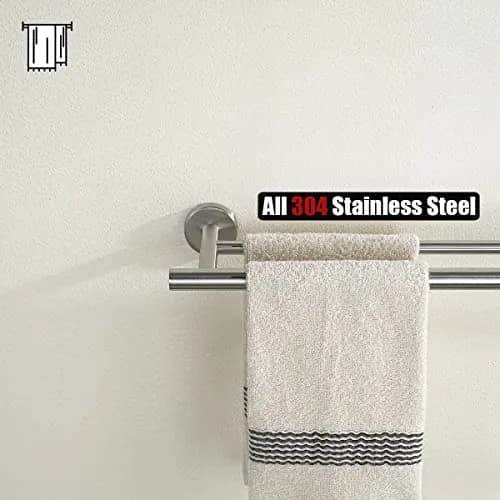 JQK Double Towel Bar 30cm (12 Inch Usable) Brushed Stainless Steel | Rust-Proof Wall Mount for Bathrooms thumbnail 7