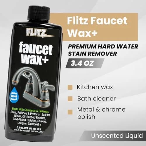 FLITZ Faucet Wax Plus - 3.4oz USA-Made Water-Based Metal & Granite Polish for Water Stains & Fingerprints thumbnail 2