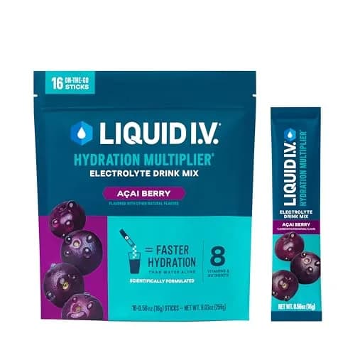 Liquid I.V. Hydration Electrolytes Pear 16 Count Stick Pack | Clinically Tested Hydration Faster Than Water — Acai Berry