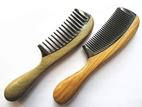 Myhsmooth Handmade No Static Buffalo Horn Comb Pack of 2 | Natural Scalp Massage & Anti-Static thumbnail 1