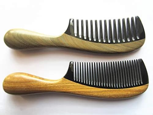 Myhsmooth Handmade No Static Buffalo Horn Comb Pack of 2 | Natural Scalp Massage & Anti-Static thumbnail 2