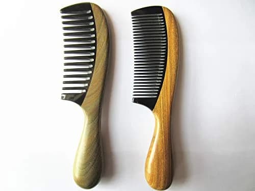 Myhsmooth Handmade No Static Buffalo Horn Comb Pack of 2 | Natural Scalp Massage & Anti-Static thumbnail 3