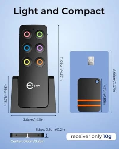 Esky Key Finder Locator with Sound, 6 Receivers & LED Light | 30m (100ft) Range thumbnail 2
