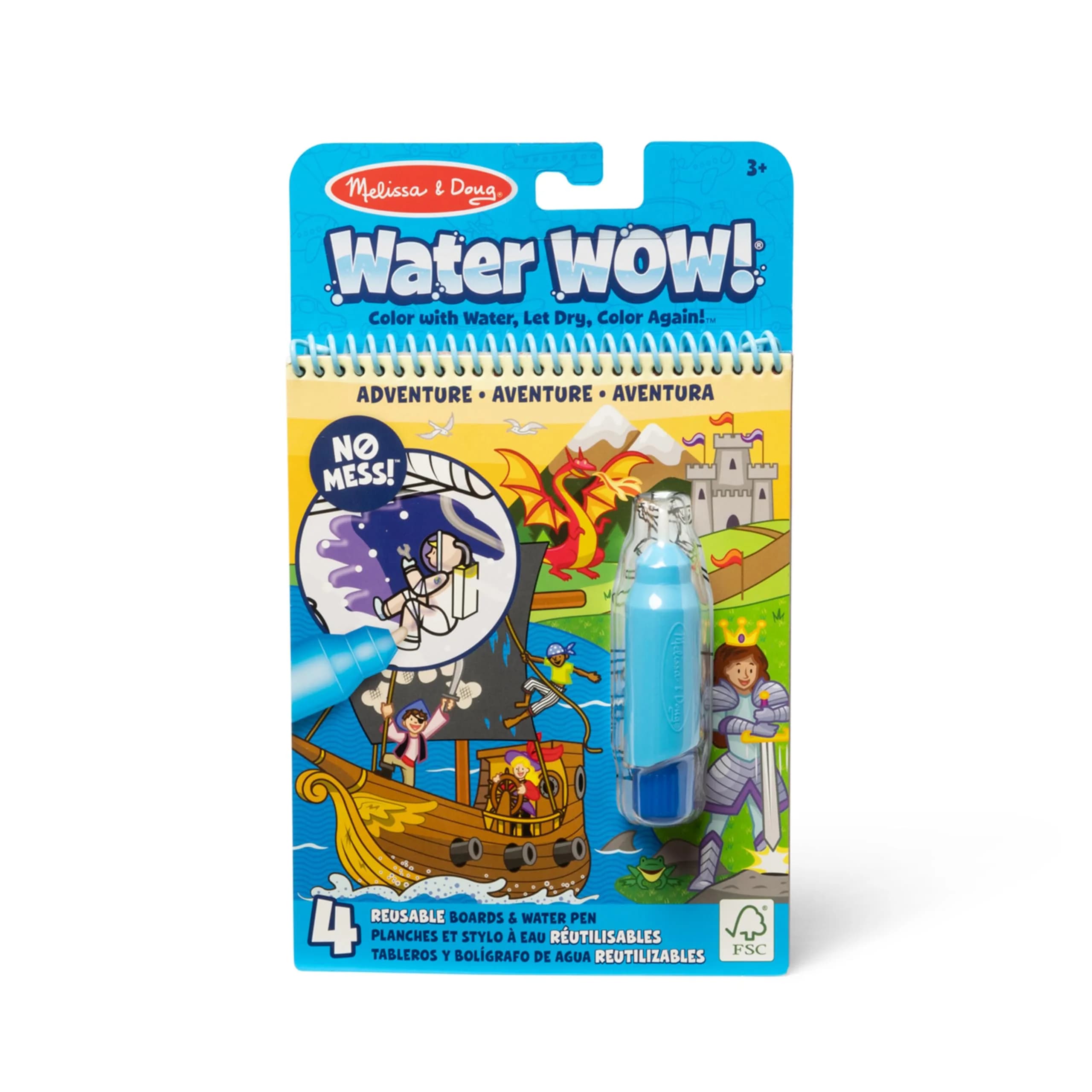 Melissa & Doug On The Go Water Wow! Adventure Activity Pad 15.2cm x 25.4cm (6" x 10") | Reusable Water-Reveal Coloring Book - main product image