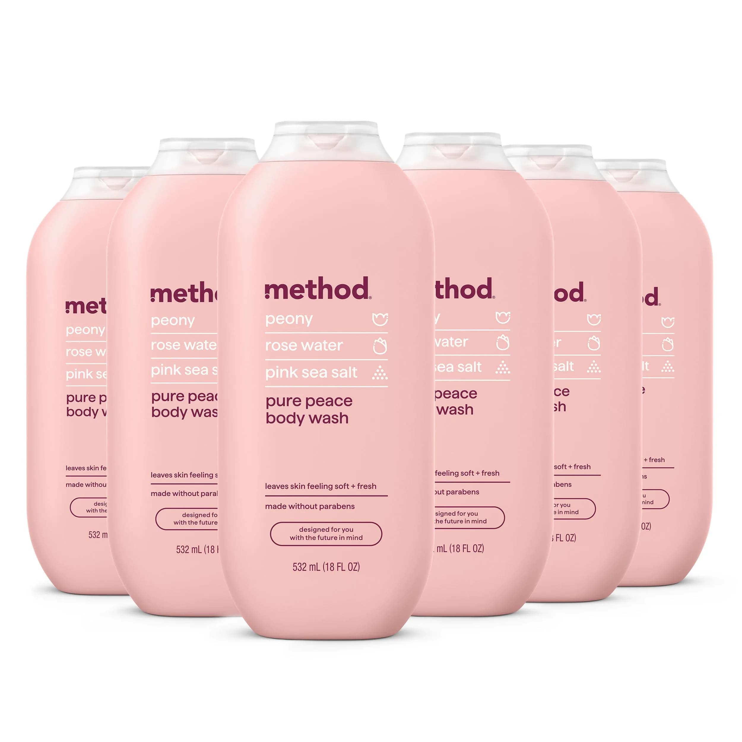 method Pure Peace Body Wash | 108 fl oz (3192 ml) Pack of 6 | Hydrating & Gentle Cleanser for All Skin Types - main product image