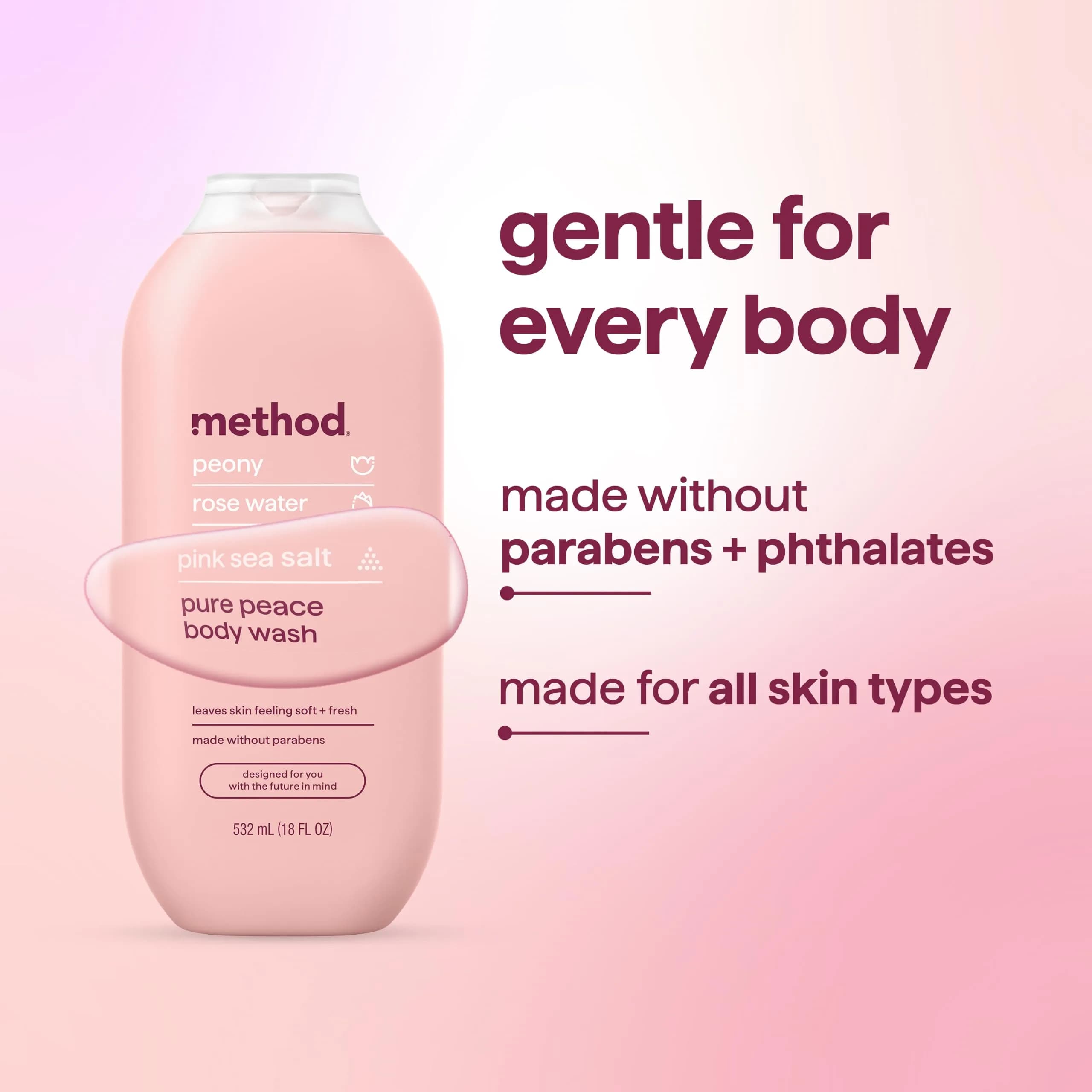 method Pure Peace Body Wash | 108 fl oz (3192 ml) Pack of 6 | Hydrating & Gentle Cleanser for All Skin Types - view 6