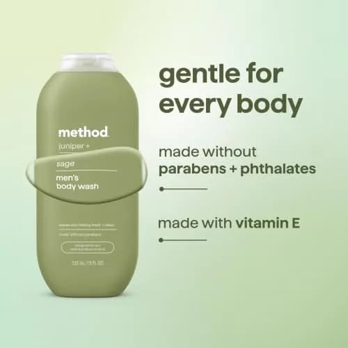 Method Men’s Body Wash, Juniper + Sage, 18 fl oz | Rich, Creamy Lather, Gentle for All Skin Types thumbnail 6