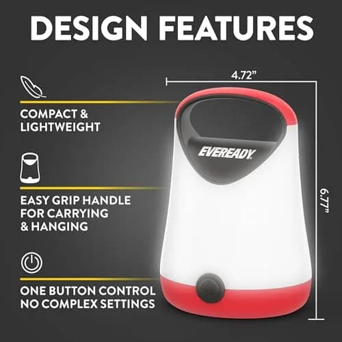 Eveready Red Electric Camping Lantern X-250 | 100 Hour Runtime, Water Resistant thumbnail 3
