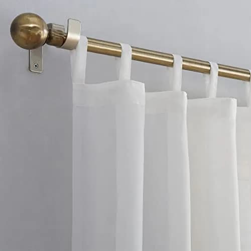 No. 918 Emily Sheer Voile Tab Top Curtain Panel, 59" x 84", White | Light-Filtering Sheer Fabric for Elegant Windows thumbnail 2