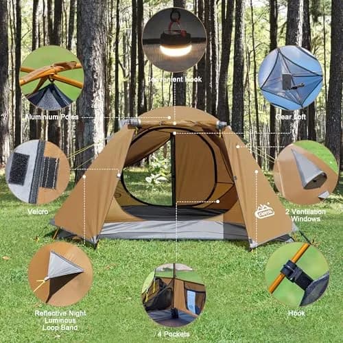 Camppal 2-3 Person Backpacking Tent Waterproof Windproof 4 Season | Easy Setup for Camping & Hiking thumbnail 7