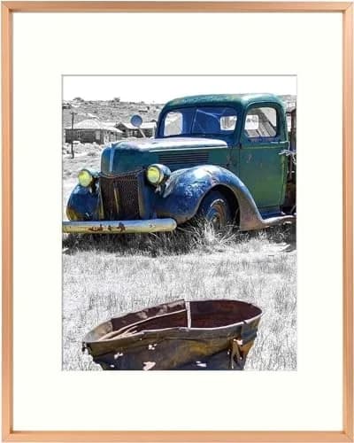 Golden State Art 11x14 Rose Gold Aluminum Frame, Real Glass, Mat Fits 8x10 | Elegant Wall & Tabletop Display thumbnail 1