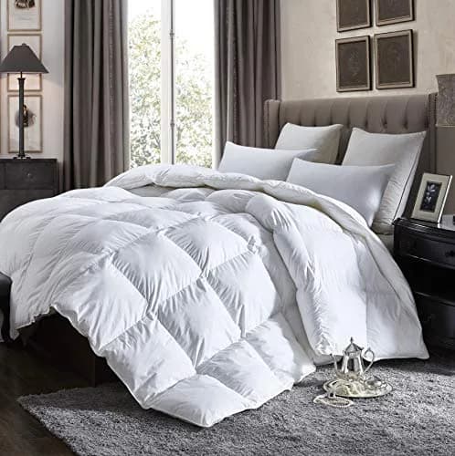 Egyptian Cotton Factory Store King Size Comforter | All Season Lightweight Down & Feather Fill, 42 oz, 1200 Thread Count, Egyptian Cotton, White thumbnail 2