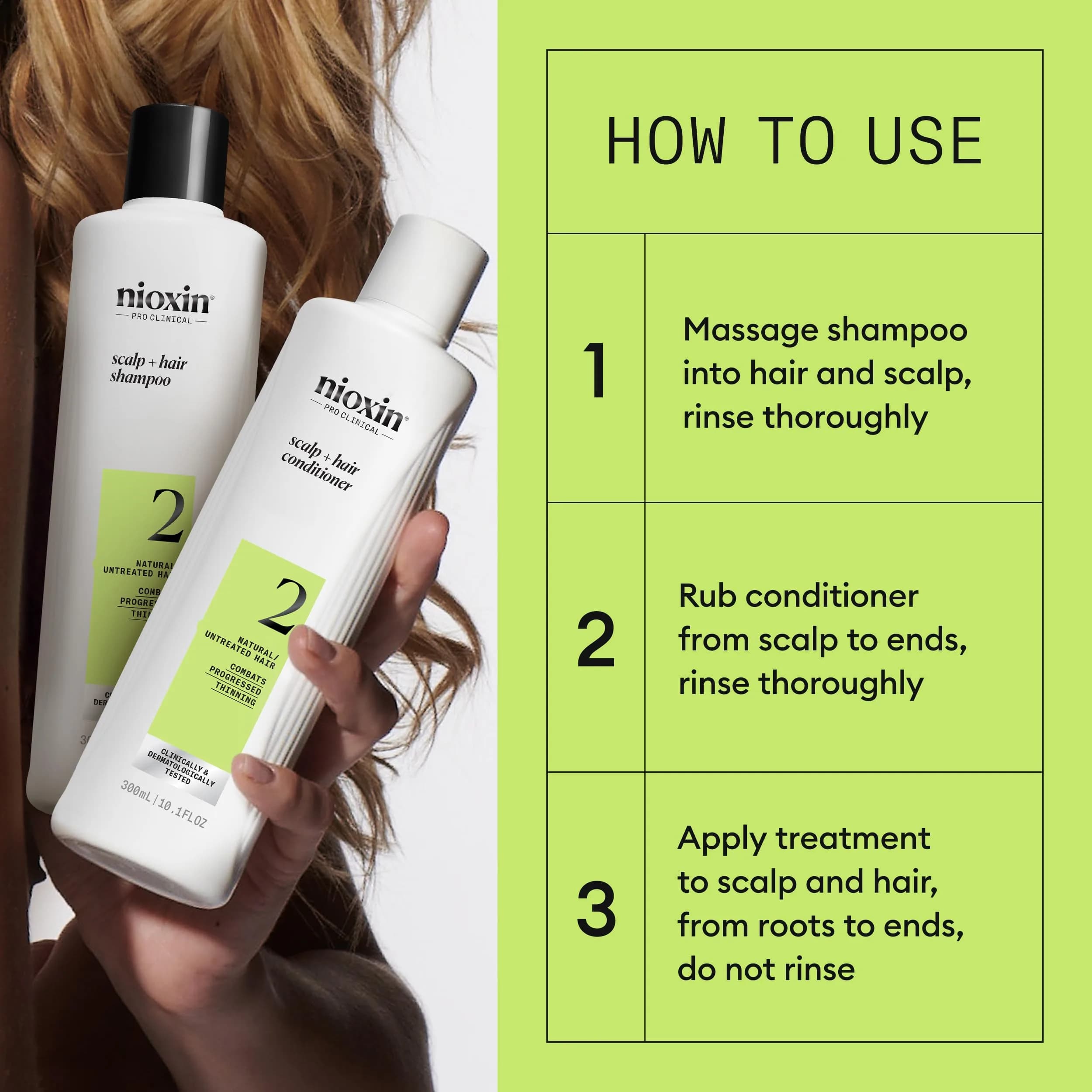 Nioxin System 2 Hair Regrowth Treatment for Natural Hair with Progressed Thinning | 700ml (23.6 Fl Oz) | Thickens Hair & Boosts Density - view 6