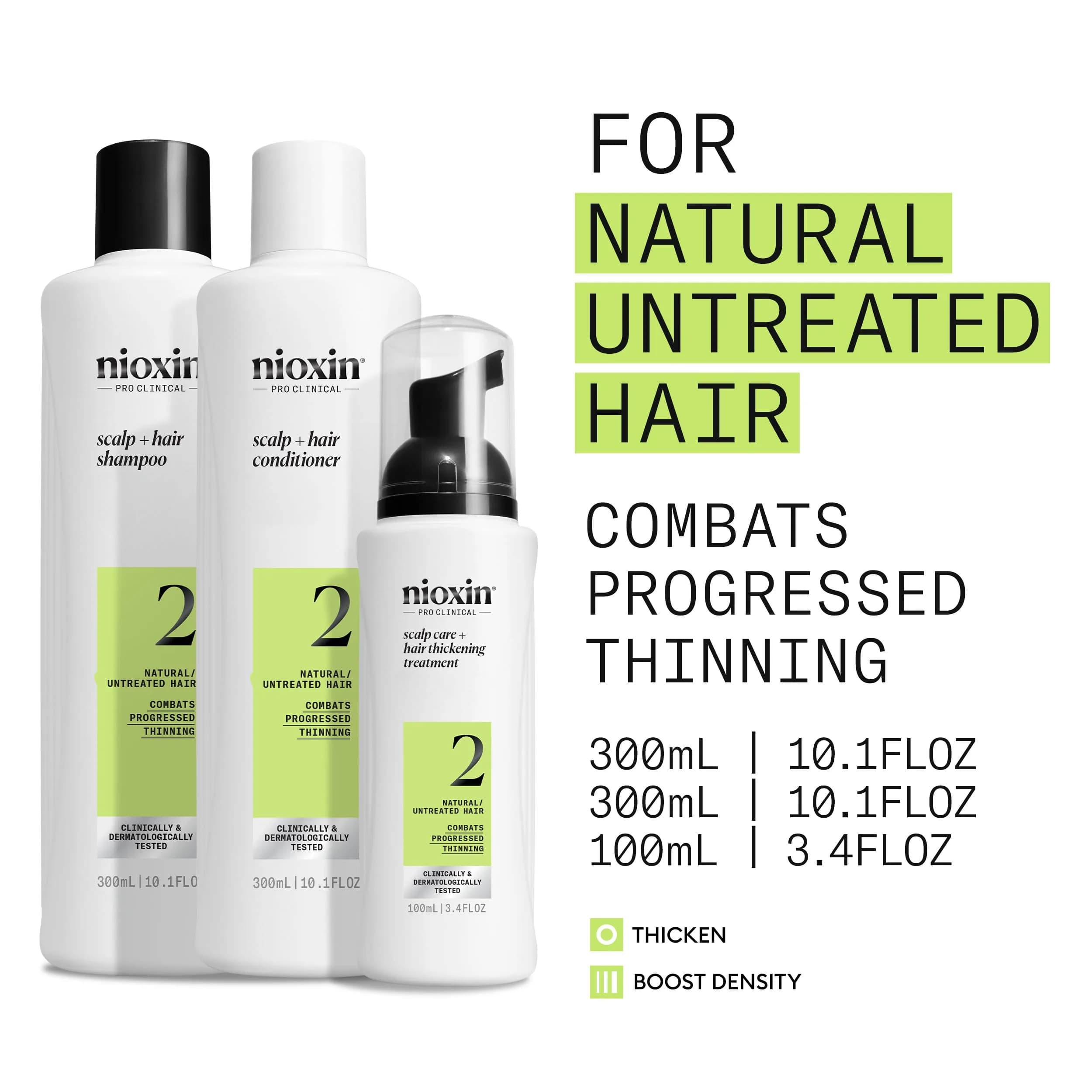 Nioxin System 2 Hair Regrowth Treatment for Natural Hair with Progressed Thinning | 700ml (23.6 Fl Oz) | Thickens Hair & Boosts Density - view 3