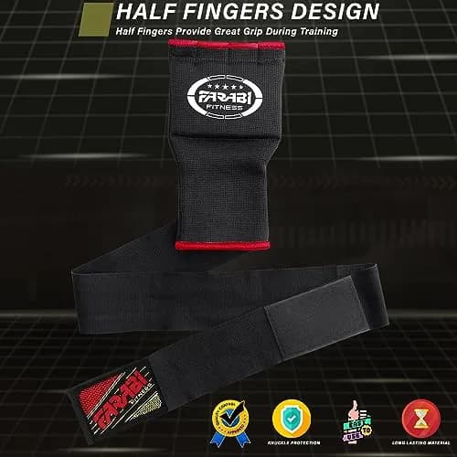 Farabi Sports Kids Hybrid Boxing Inner Gloves Black | Shock Absorbing Gel Padding for Safe Training thumbnail 4